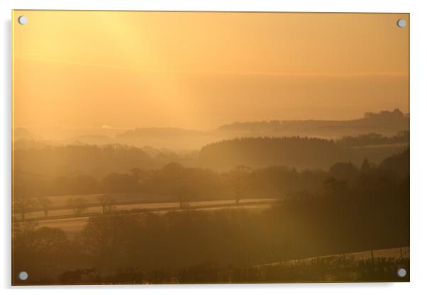 Sky sun rays across the valley Acrylic by Dave Bell