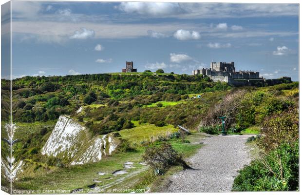 Cliff top Walk near Dover Castle Kent Canvas Print by Diana Mower
