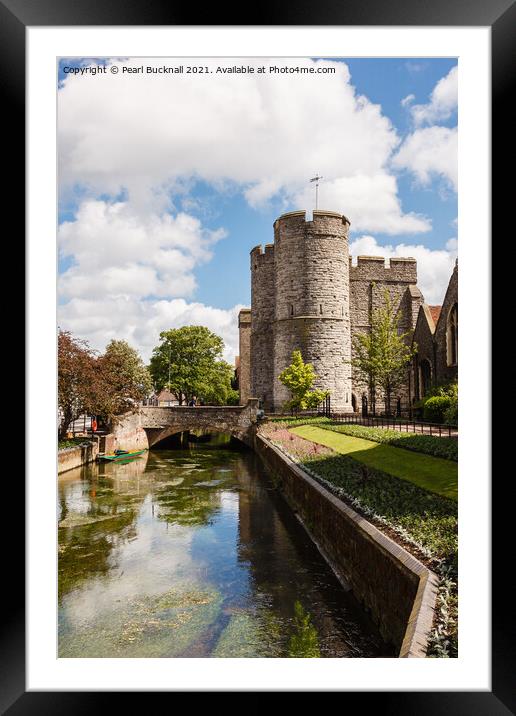 River Stour and West Gate in Canterbury Framed Mounted Print by Pearl Bucknall