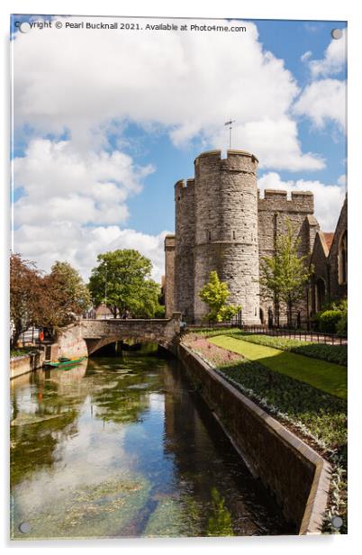 River Stour and West Gate in Canterbury Acrylic by Pearl Bucknall
