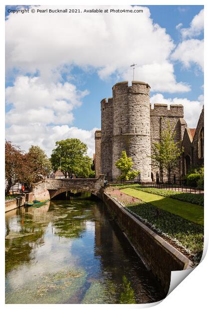 River Stour and West Gate in Canterbury Print by Pearl Bucknall