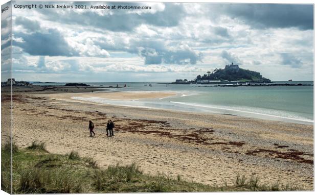 Marazion Beach and St Michaels Mount South Cornwal Canvas Print by Nick Jenkins