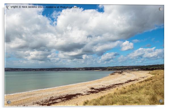 Marazion Beach on the south Cornwall Coast  Acrylic by Nick Jenkins
