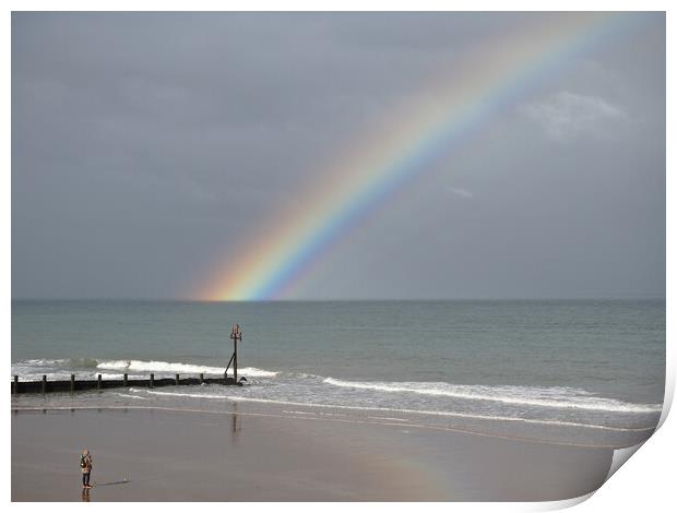 Rainbow over sea Print by mark humpage