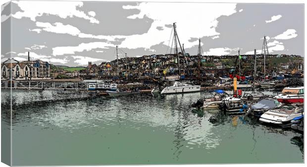 Brixham Marina with boats on water Canvas Print by mark humpage