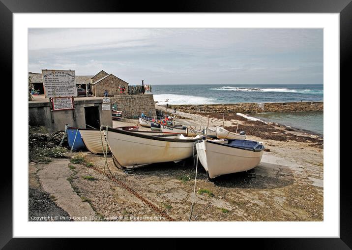 SENNEN COVE HARBOUR in Cornwall Framed Mounted Print by Philip Gough