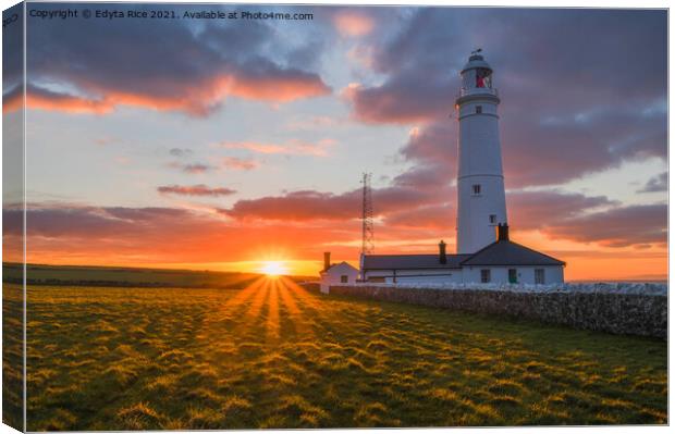 Nash Point Lighthouse, South Wales Canvas Print by Edy Rice