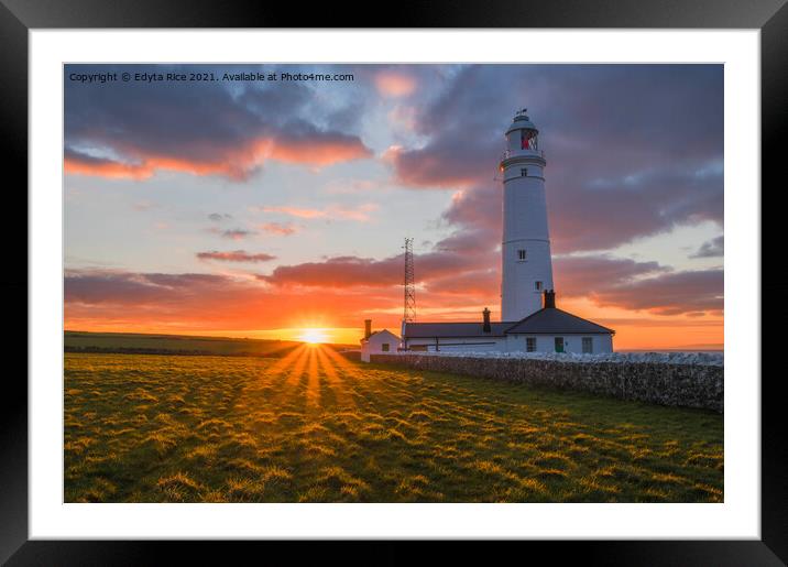 Nash Point Lighthouse, South Wales Framed Mounted Print by Edy Rice