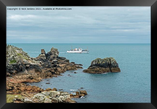The Scillonian passing Peninnis Headland  Framed Print by Nick Jenkins