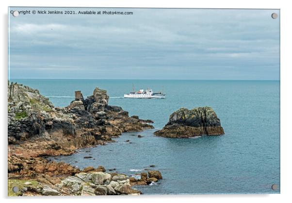 The Scillonian passing Peninnis Headland  Acrylic by Nick Jenkins