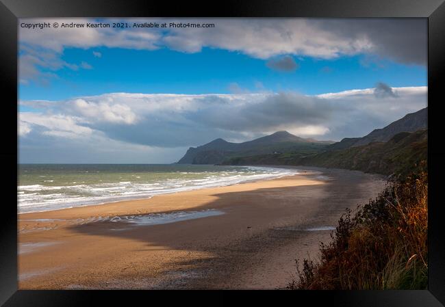 Nefyn beach, Lleyn Peninsula, North Wales Framed Print by Andrew Kearton