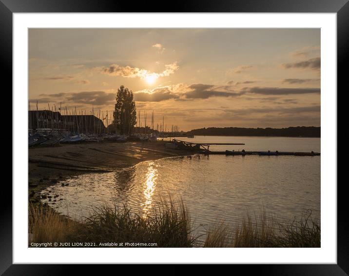 Sun going down over Chichester Harbour Framed Mounted Print by JUDI LION