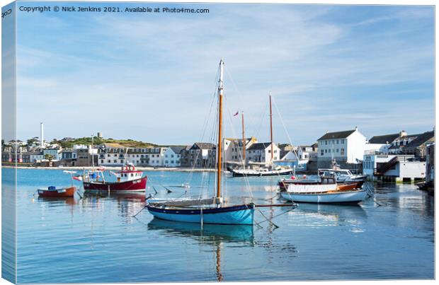 Hugh Town Harbour and Boats St Marys Scilly Isles Canvas Print by Nick Jenkins