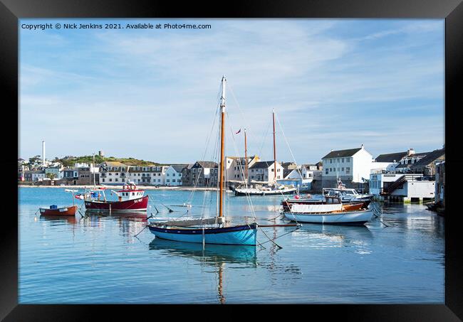 Hugh Town Harbour and Boats St Marys Scilly Isles Framed Print by Nick Jenkins