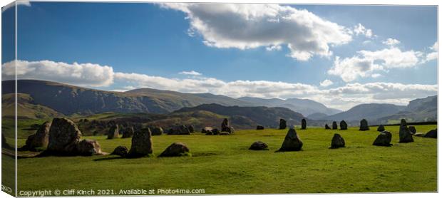 Castlerigg Stone Circle panorama Canvas Print by Cliff Kinch