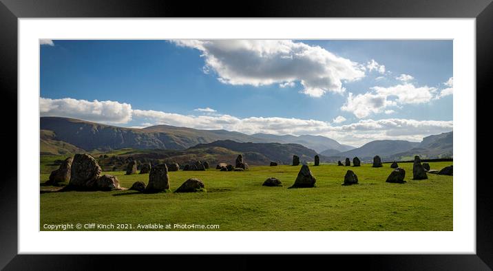 Castlerigg Stone Circle panorama Framed Mounted Print by Cliff Kinch