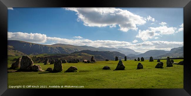 Castlerigg Stone Circle panorama Framed Print by Cliff Kinch