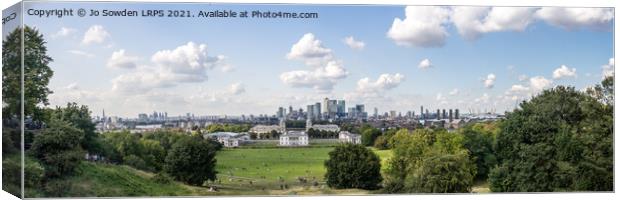 London Panorama from Greenwich Park Canvas Print by Jo Sowden