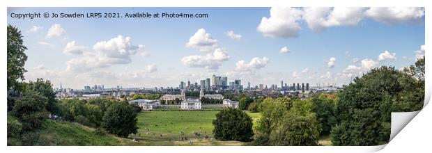 London Panorama from Greenwich Park Print by Jo Sowden