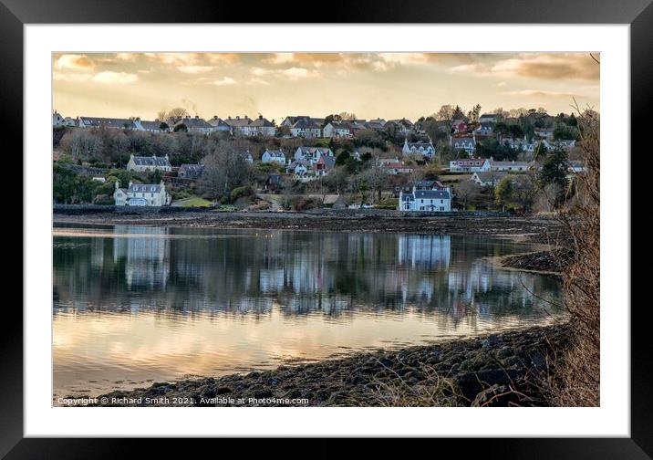 Redcliff House and Scorrybreac House reflected in Loch Portree. Framed Mounted Print by Richard Smith