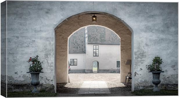 Backaskog Castle Courtyard Entrance Canvas Print by Antony McAulay