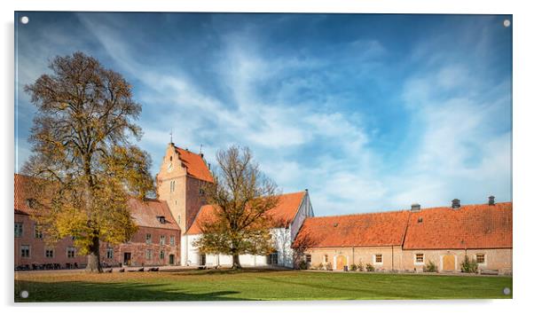 Backaskog Castle Courtyard Panorama Acrylic by Antony McAulay