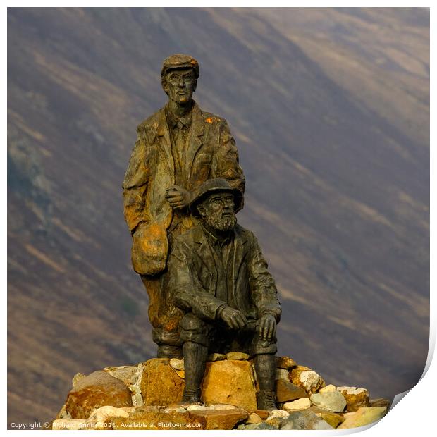 A large Sculpture of two famous Climbers. Print by Richard Smith