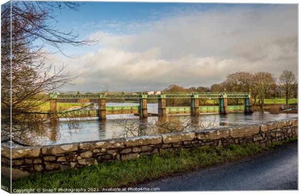 Glenlochar Barrage on the River Dee at Loch Ken, Galloway Hydro Electric Scheme Canvas Print by SnapT Photography