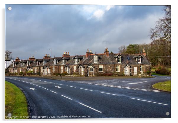 Row of houses at Parton village in Dumfries and Galloway, Scotland Acrylic by SnapT Photography