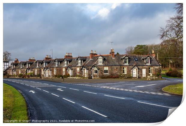 Row of houses at Parton village in Dumfries and Galloway, Scotland Print by SnapT Photography