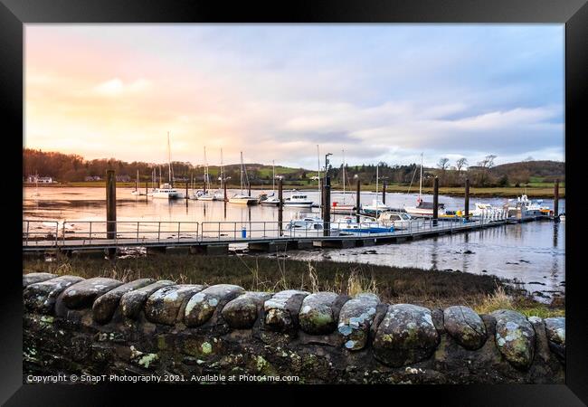 Sunset over Kirkcudbright pier and harbour, Dumfries and Galloway, Scotland Framed Print by SnapT Photography
