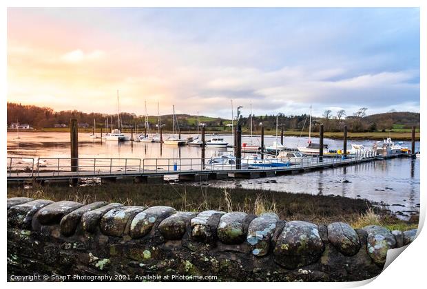 Sunset over Kirkcudbright pier and harbour, Dumfries and Galloway, Scotland Print by SnapT Photography