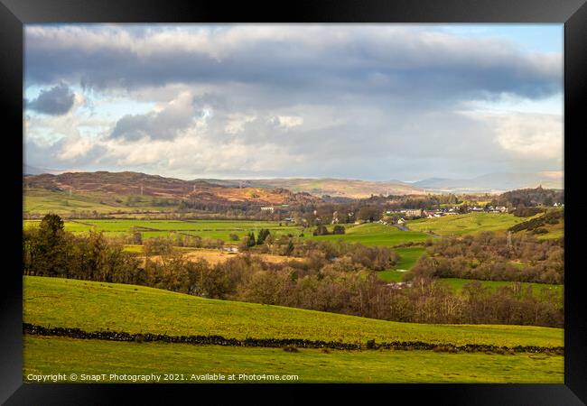 A view of the Ken valley landscape in the Glenkens, with Dalry in the distance Framed Print by SnapT Photography