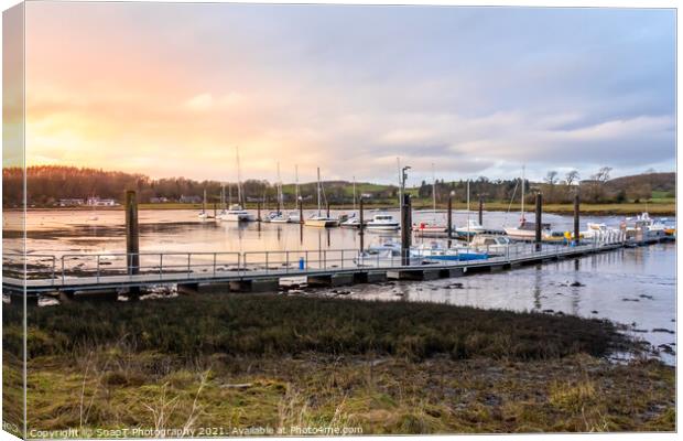 Sunset over Kirkcudbright pier and harbour, Dumfries and Galloway, Scotland Canvas Print by SnapT Photography
