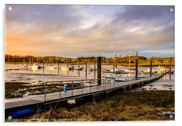 Sunset over Kirkcudbright pier and harbour, Dumfries and Galloway, Scotland Acrylic by SnapT Photography