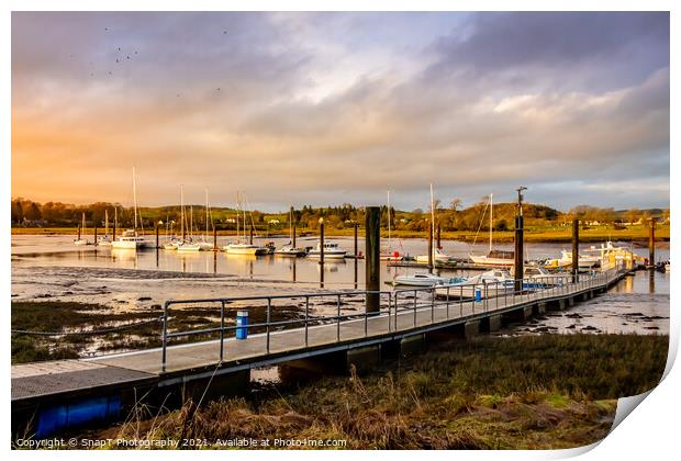 Sunset over Kirkcudbright pier and harbour, Dumfries and Galloway, Scotland Print by SnapT Photography