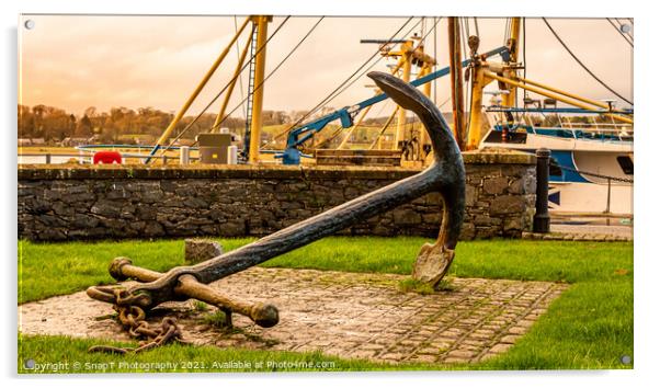 Large ship anchor displayed at Kirkcudbright harbour, Scotland Acrylic by SnapT Photography