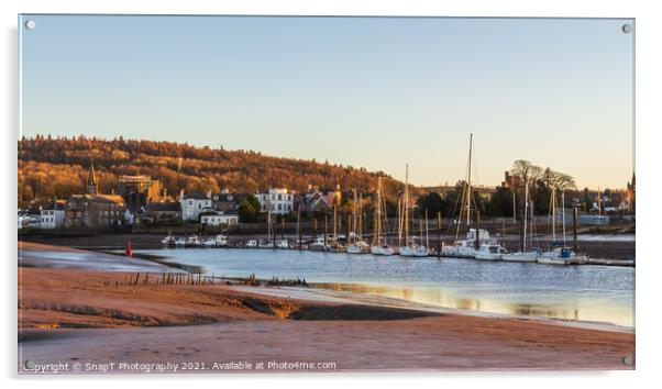 Landscape of Kirkcudbright and the River Dee estuary at sunset Acrylic by SnapT Photography