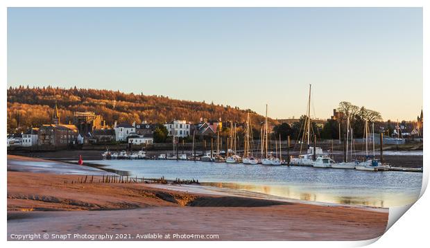 Landscape of Kirkcudbright and the River Dee estuary at sunset Print by SnapT Photography