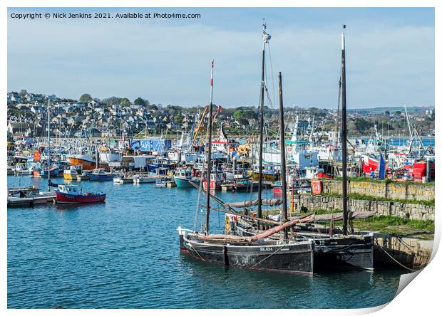 Newlyn Harbour with boats of all shapes and sizes  Print by Nick Jenkins