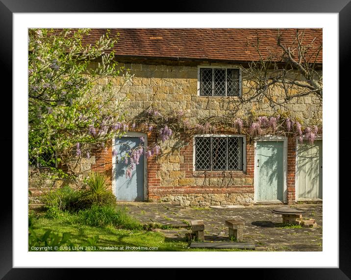 Stone Cottage and Wisteria Framed Mounted Print by JUDI LION