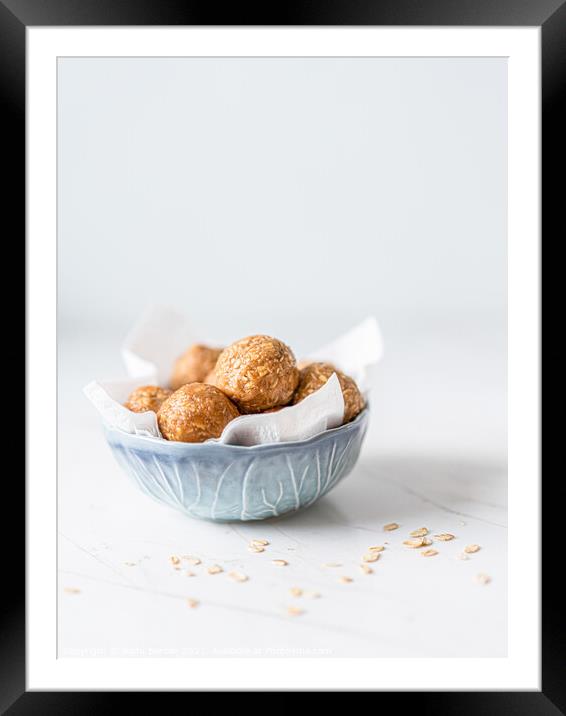 Peanut Apple And Raisin Oat Balls, Morning Energy Breakfast Framed Mounted Print by Radu Bercan