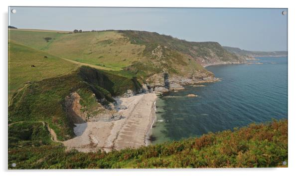 Devon Cliffs Beach and Sea Acrylic by mark humpage