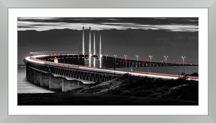 Buy Framed Mounted Prints of Rivers of Light Flowing Across the Oresund Bridge by K7 Photography