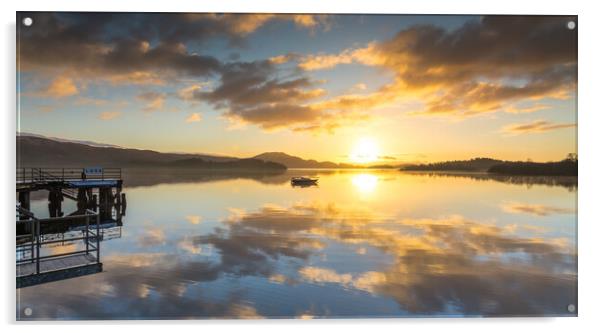 Loch Lomond sunrise at Luss Pier Acrylic by Jonathon barnett