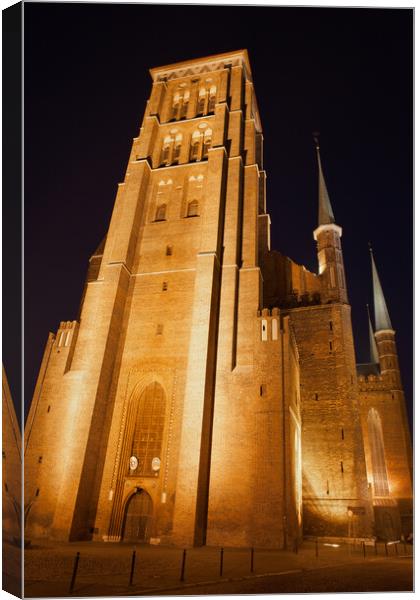 St Mary Church in Gdansk at Night Canvas Print by Artur Bogacki
