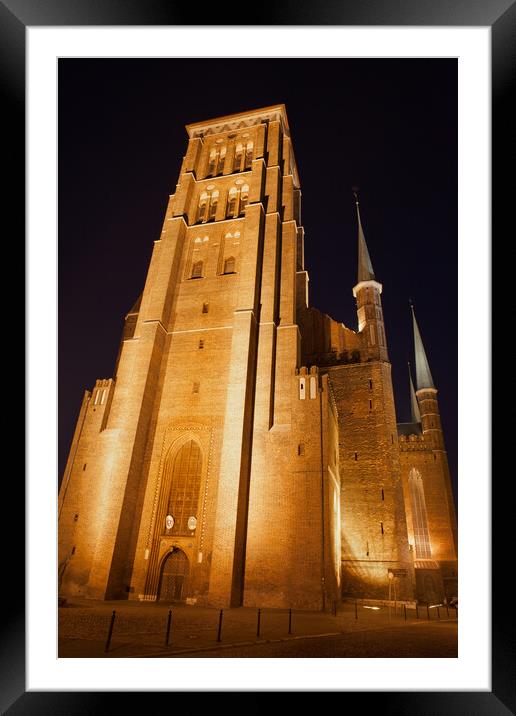 St Mary Church in Gdansk at Night Framed Mounted Print by Artur Bogacki