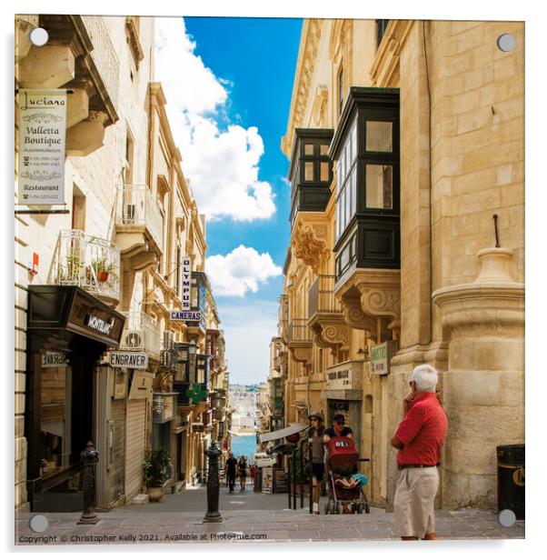 Valletta shops Acrylic by Christopher Kelly