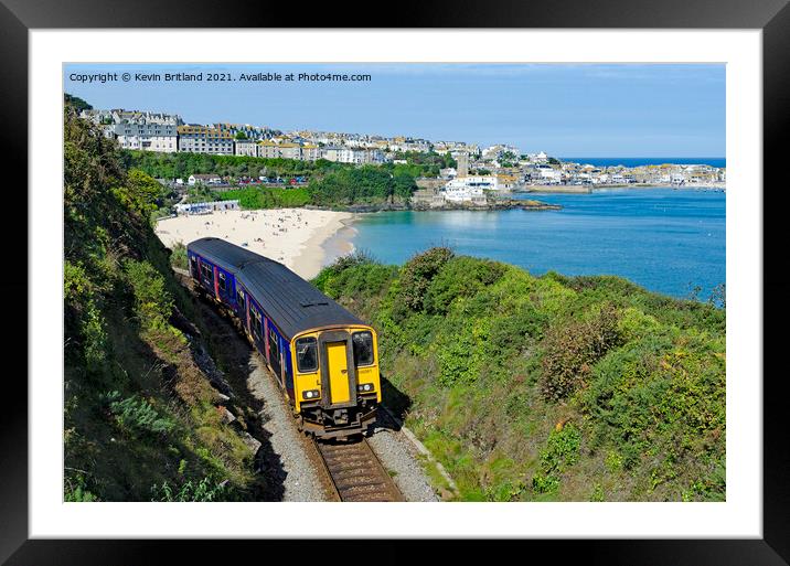 Train leaving st ives in cornwall Framed Mounted Print by Kevin Britland