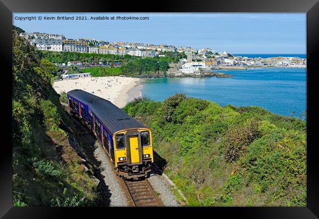 Train leaving st ives in cornwall Framed Print by Kevin Britland